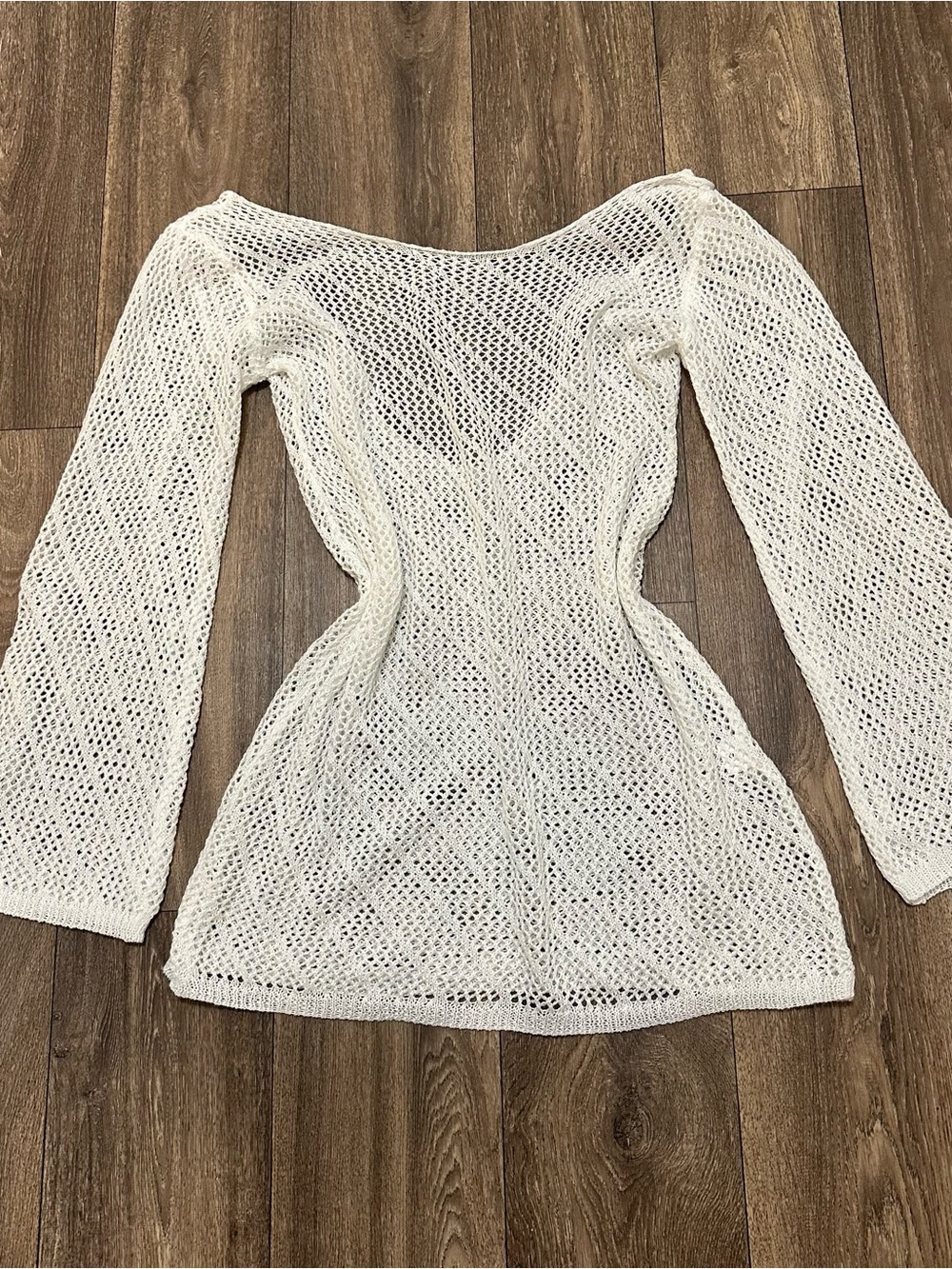 Sheer White Crochet Knit Beach Coverup Tunic